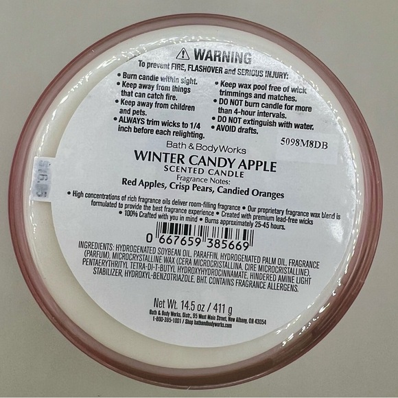 Bath & Body Works WINTER CANDY APPLE 3 Wick Candle ~ 14.5oz ~Sandy Clause ~ NIB - Picture 8 of 8